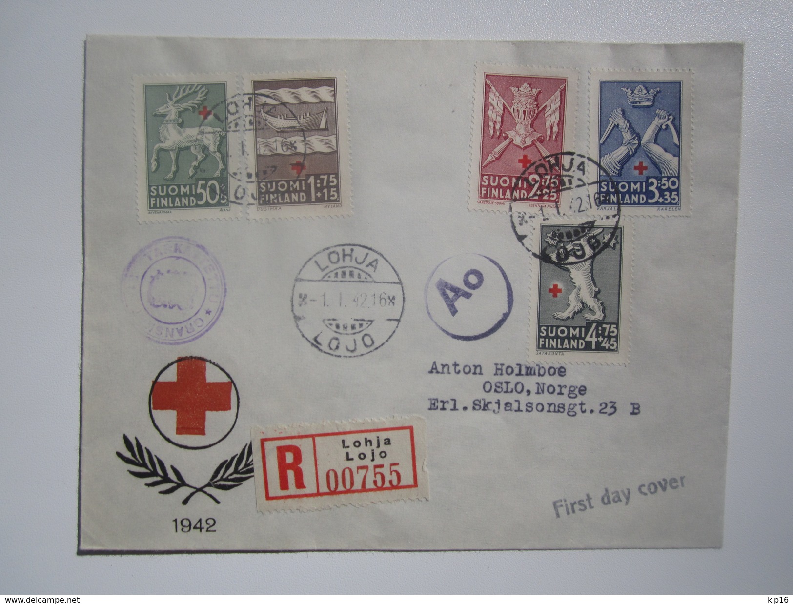 1942 FINLAND RED CROSS FDC COVER - Covers & Documents