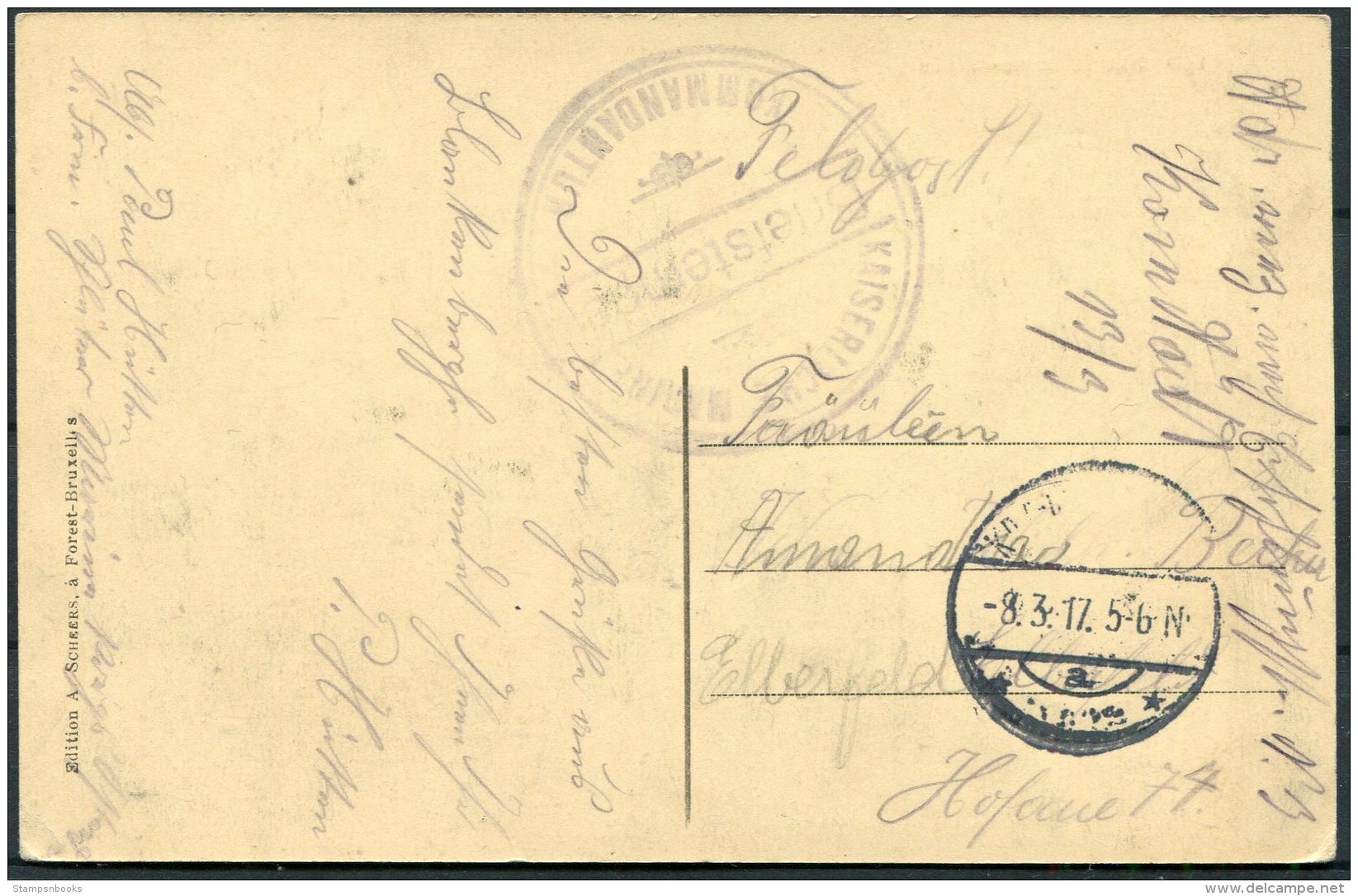 1917 Belgium Germany Sur Le Brise-Lames Postcard K.D. Feldpost Marine - Briefe U. Dokumente