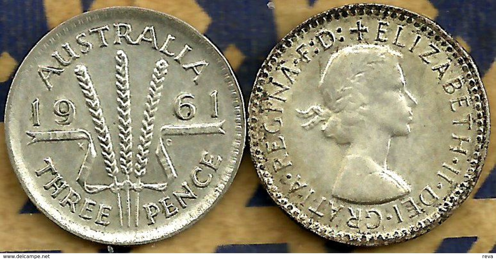 AUSTRALIA 3 PENCE EMBLEM BIRD  FRONT QEII HEAD BACK 1960 2ND TYPE CV$7AUS SILVER VF KM57 READ DESCRIPTION CAREFULLY !!! - Threepence