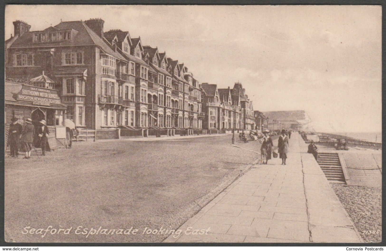 Seaford Esplanade Looking East, Sussex, 1924 - H & E Portsmouth Postcard - Other & Unclassified