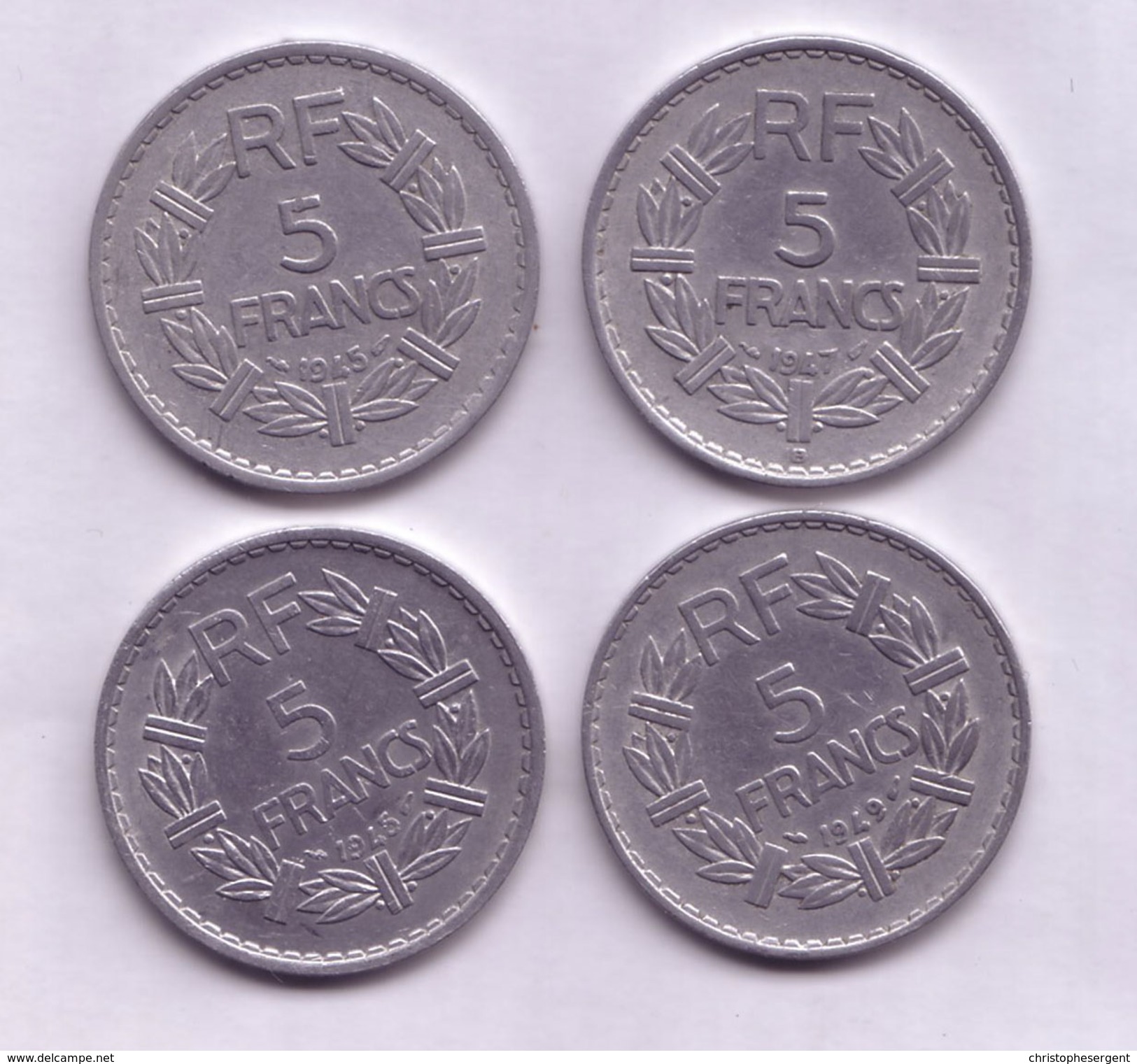 Lot N° 103 Lot De 4 Pièces De 5 Francs 1945(x2),1947 Et 1949 - Autres & Non Classés