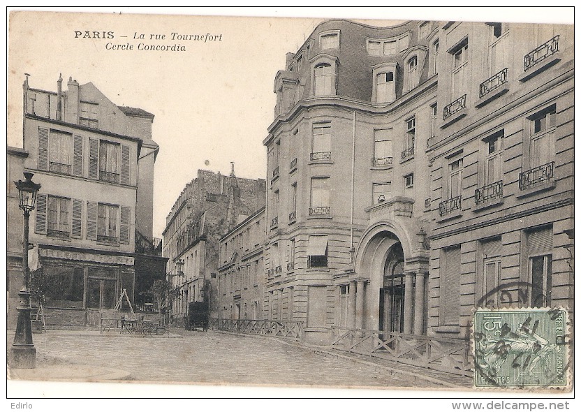 ---- 75 ----  PARIS  -- La Rue Tournefort Cercle Concordia - TB - Autres Monuments, édifices