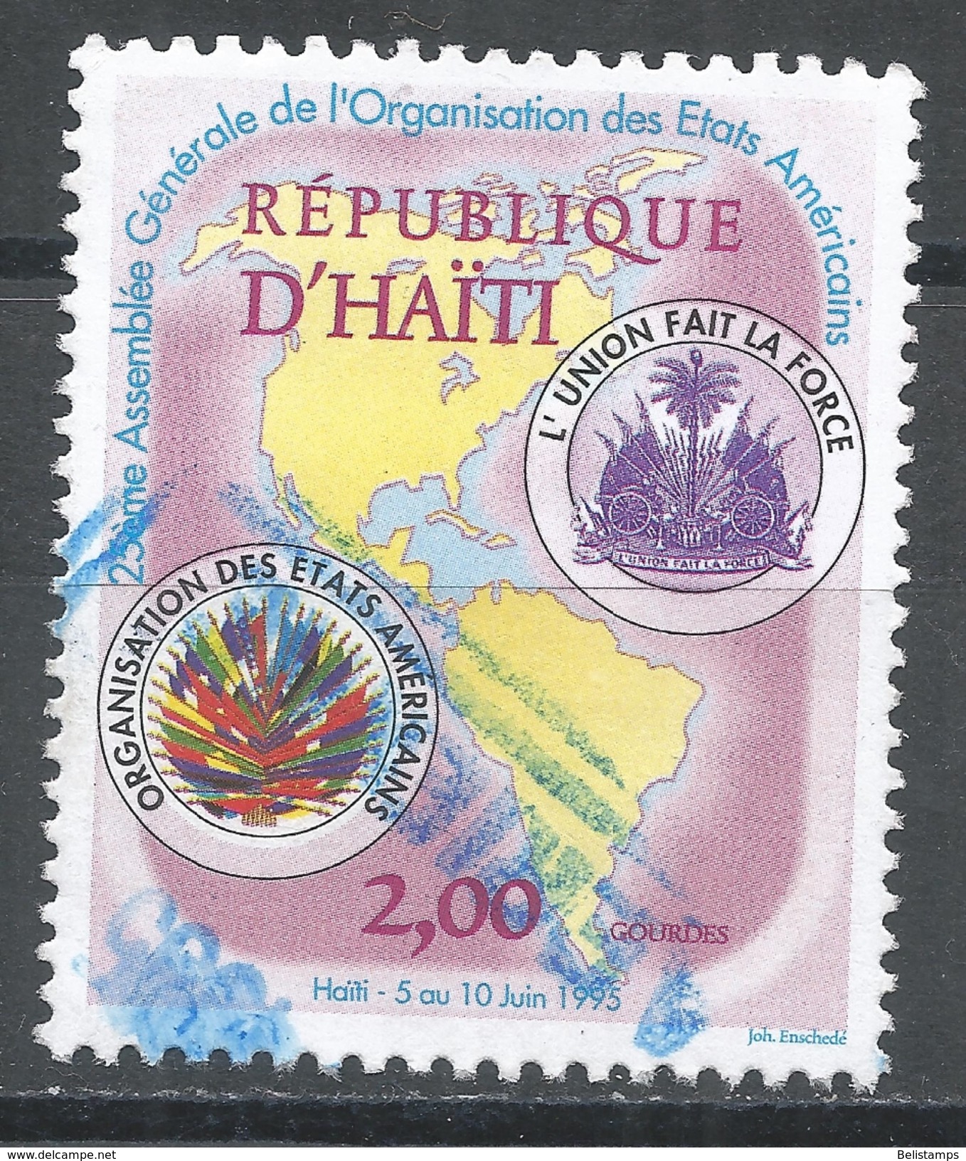 Haiti 1995. Scott #862 (U) Emblems, Map Of North And South America - Haïti