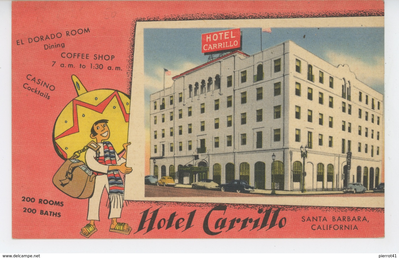 U.S.A. - CALIFORNIA - Carte Pub De L'HOTEL CARRILLO à SANTA BARBARA - Santa Barbara