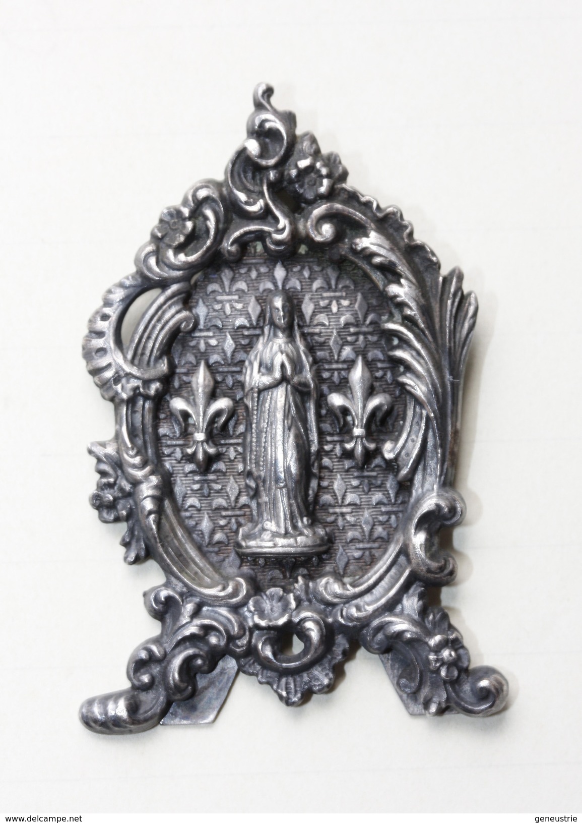 Très Beau Petit Autel Portatif / Pendentif Fin XIXe "Vierge Marie Entourée De 2 Fleurs De Lys" Religious Medal - Religion & Esotérisme