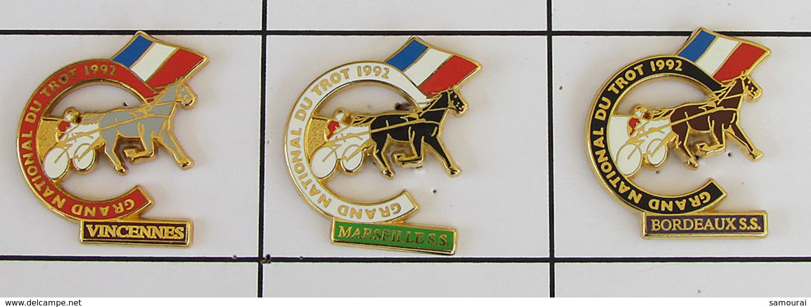 3 Pin's EQUITATIONS - GRAND NATIONAL DU TROT 1992 Signés STARPINS - Autres & Non Classés