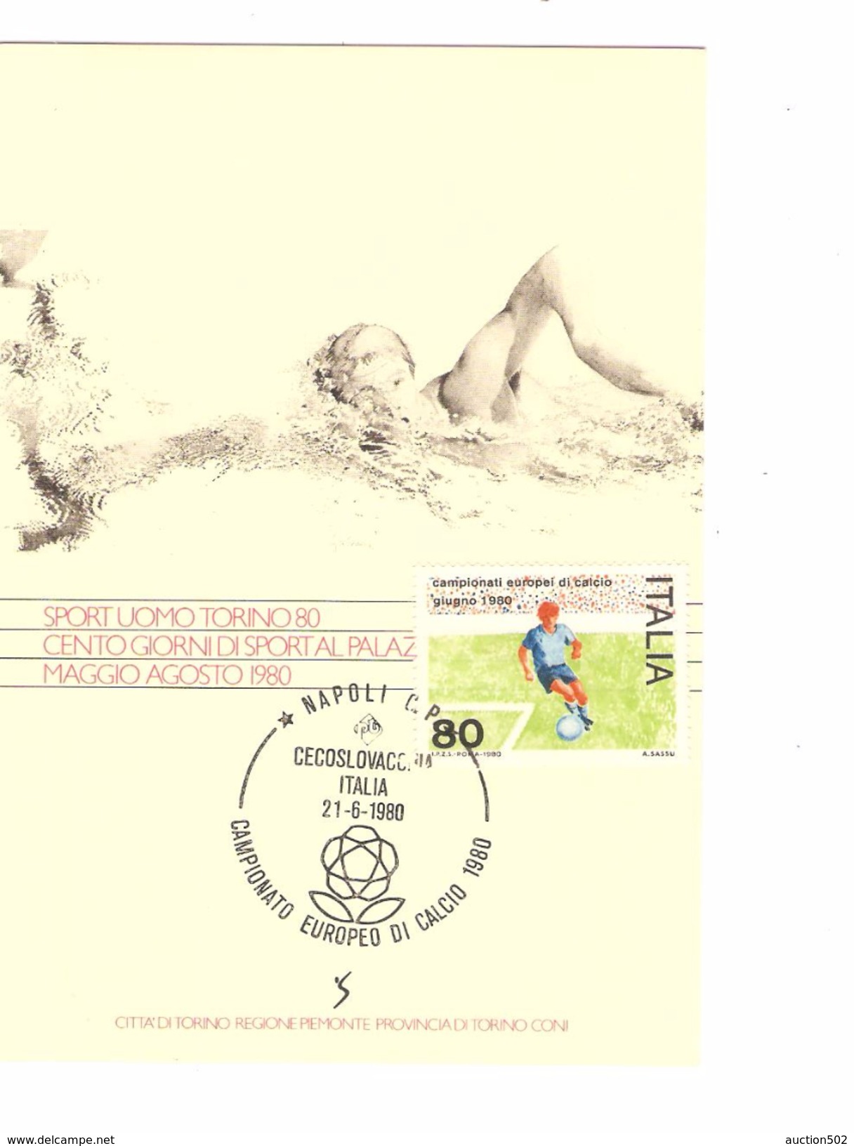 Italia-Italie-Italy Maximum Card-Carte Maximum Football Championship-Championnat Europa Napoli 1980  PR4739 - Championnat D'Europe (UEFA)