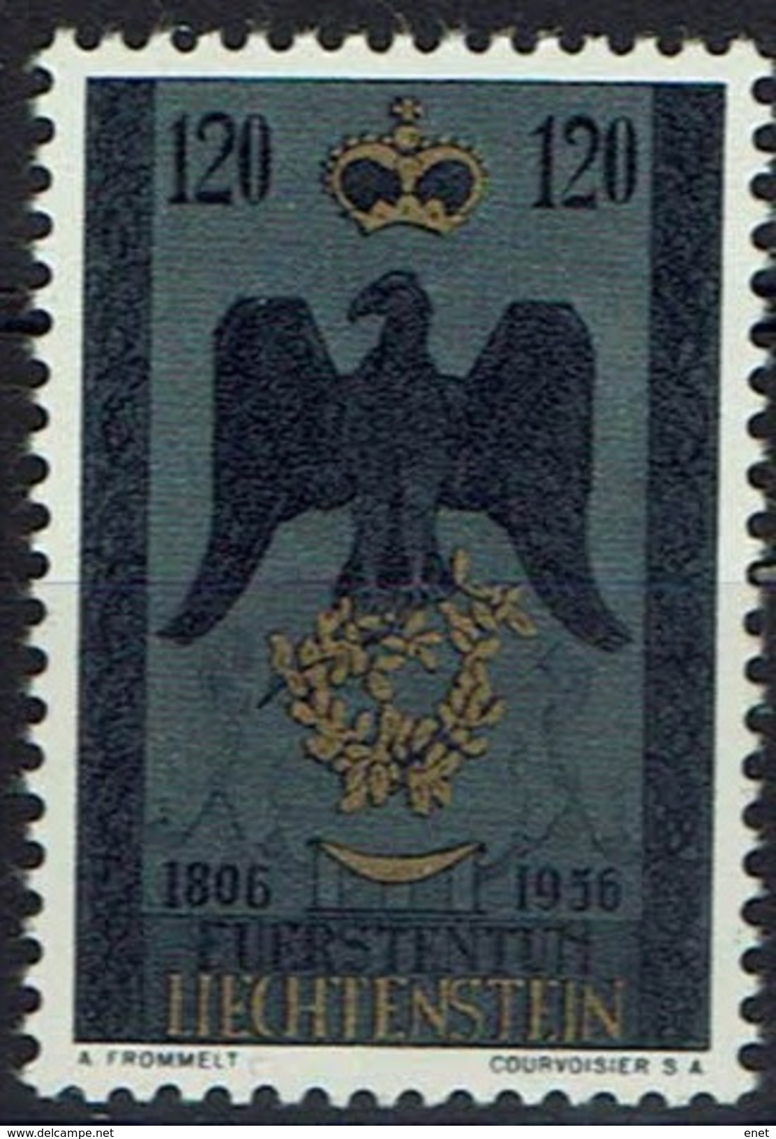 Liechtenstein 1956 - MiNr 347 - Wappenadler Mit Fürstenkrone Und Eichenkranz - Ungebraucht