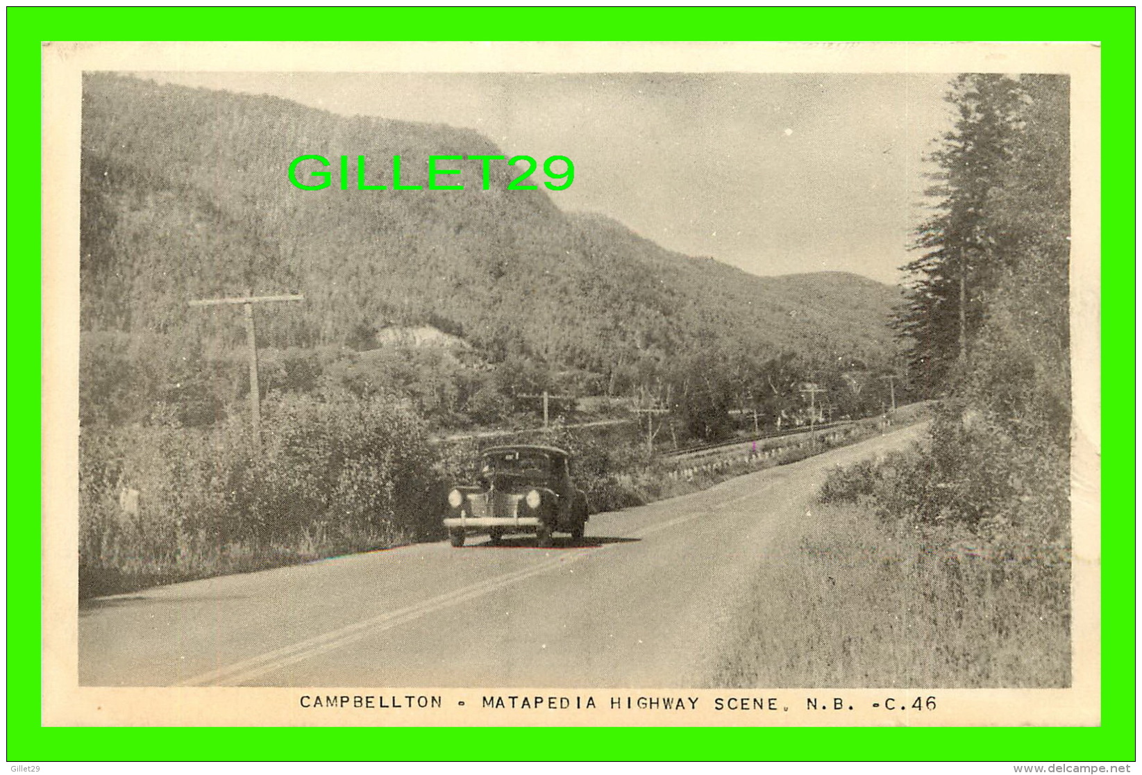 CAMPBELTON, NB - MATAPEDIA HIGHWAY SCENE  - ANIMATED WITH OLD CAR - PUB. BY H.V. HENDERSON - - Autres & Non Classés