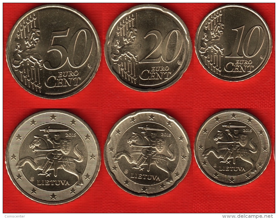 Lithuania Euro Set (3 Coins): 10, 20, 50 Cents 2015 UNC - Lituanie