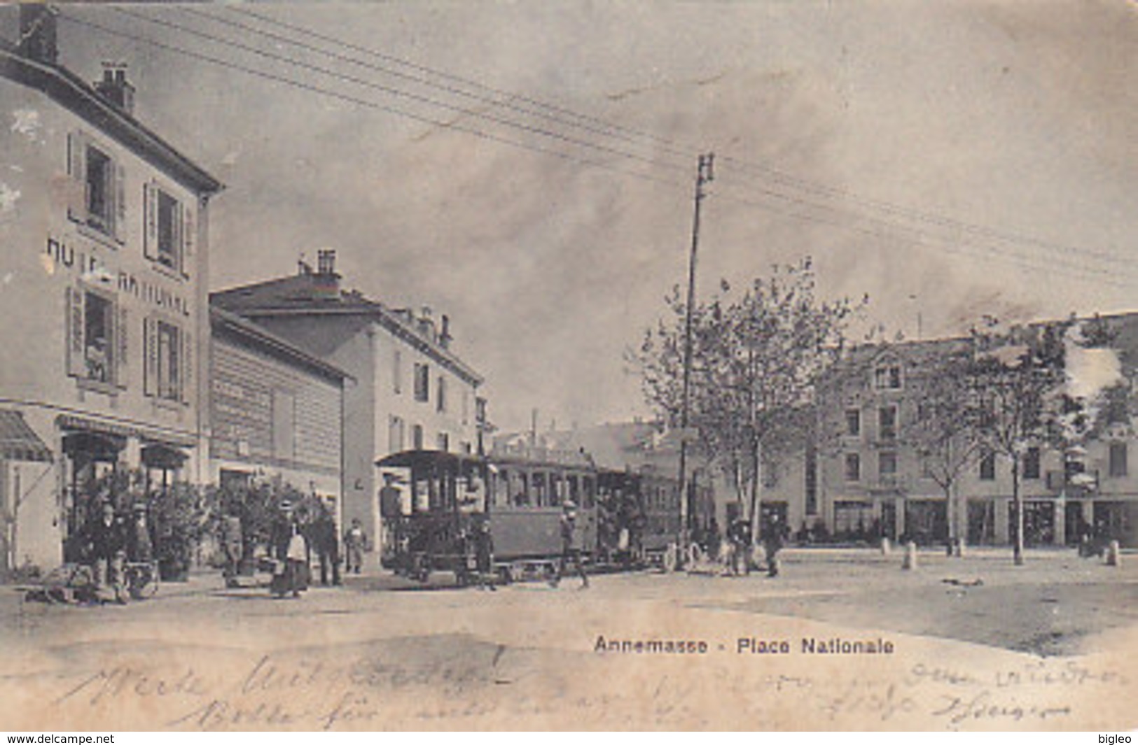 Annemasse - Place Nationale Avec Train - 1902     (A-39-150107) - Annemasse