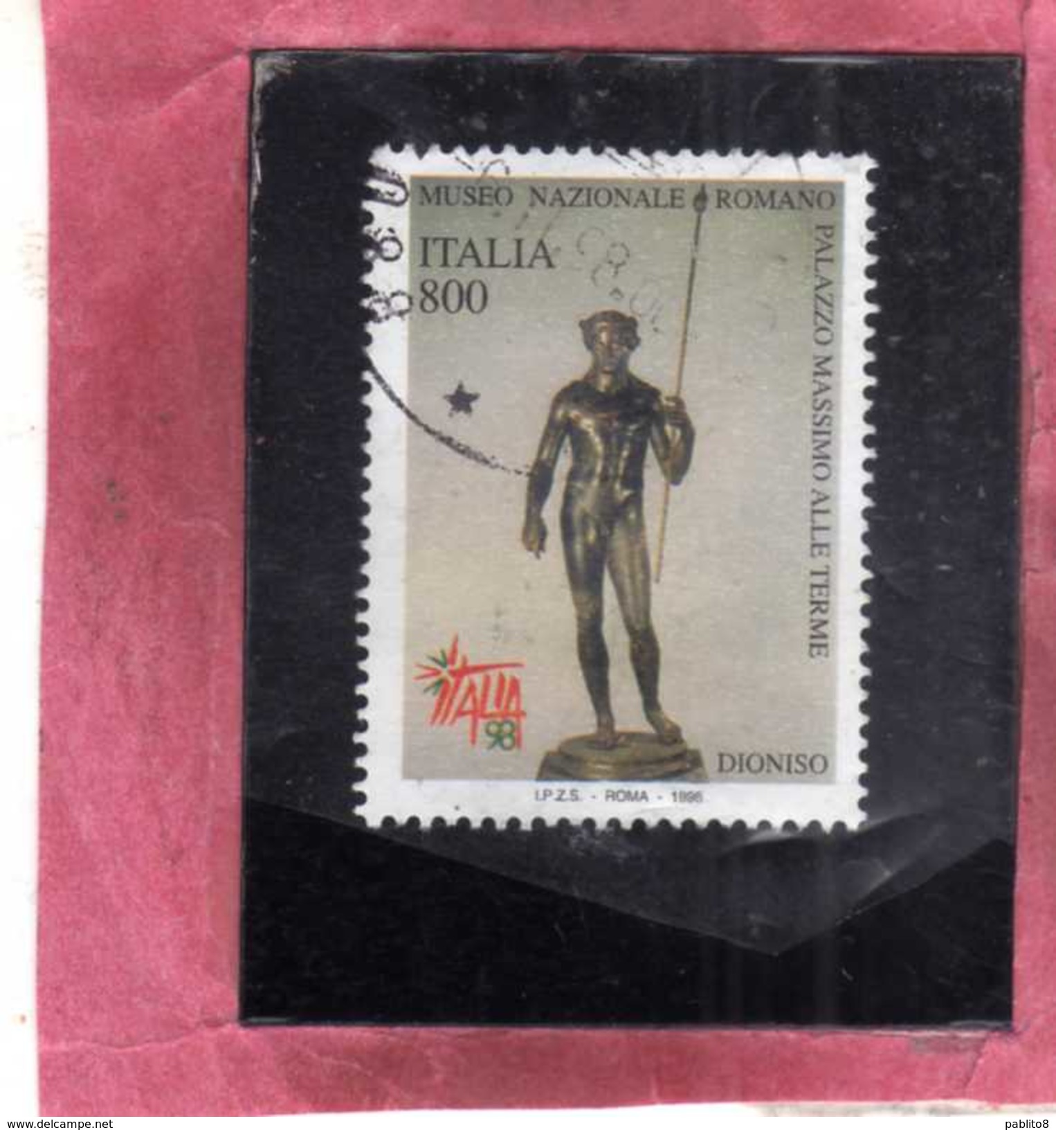 ITALIA REPUBBLICA ITALY REPUBLIC 1998 GIORNATA DELL'ARTE STATUA IN BRONZO DIONISO LIRE 800 USATO USED OBLITERE' - 1991-00: Oblitérés