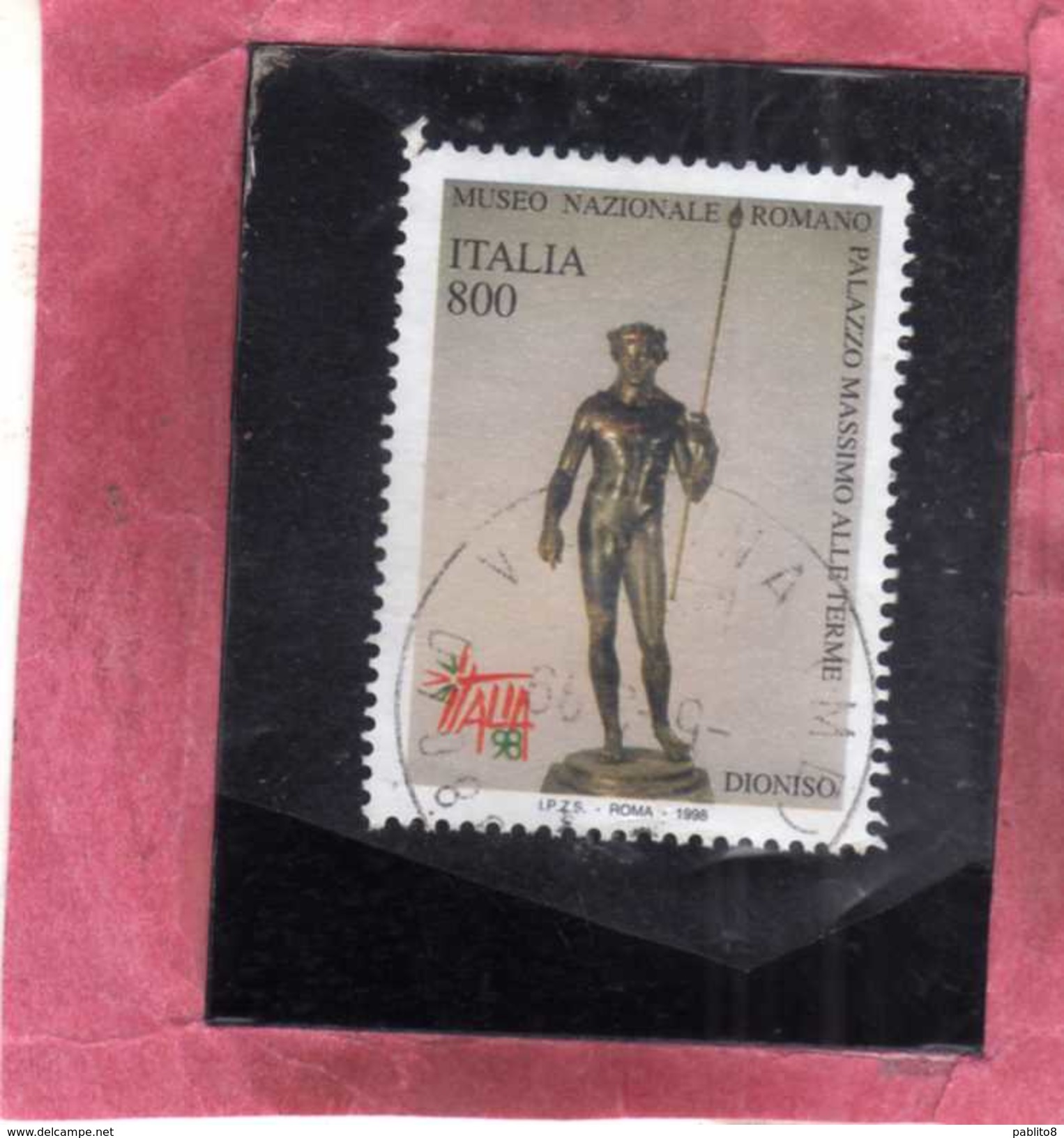 ITALIA REPUBBLICA ITALY REPUBLIC 1998 GIORNATA DELL'ARTE STATUA IN BRONZO DIONISO LIRE 800 USATO USED OBLITERE' - 1991-00: Used