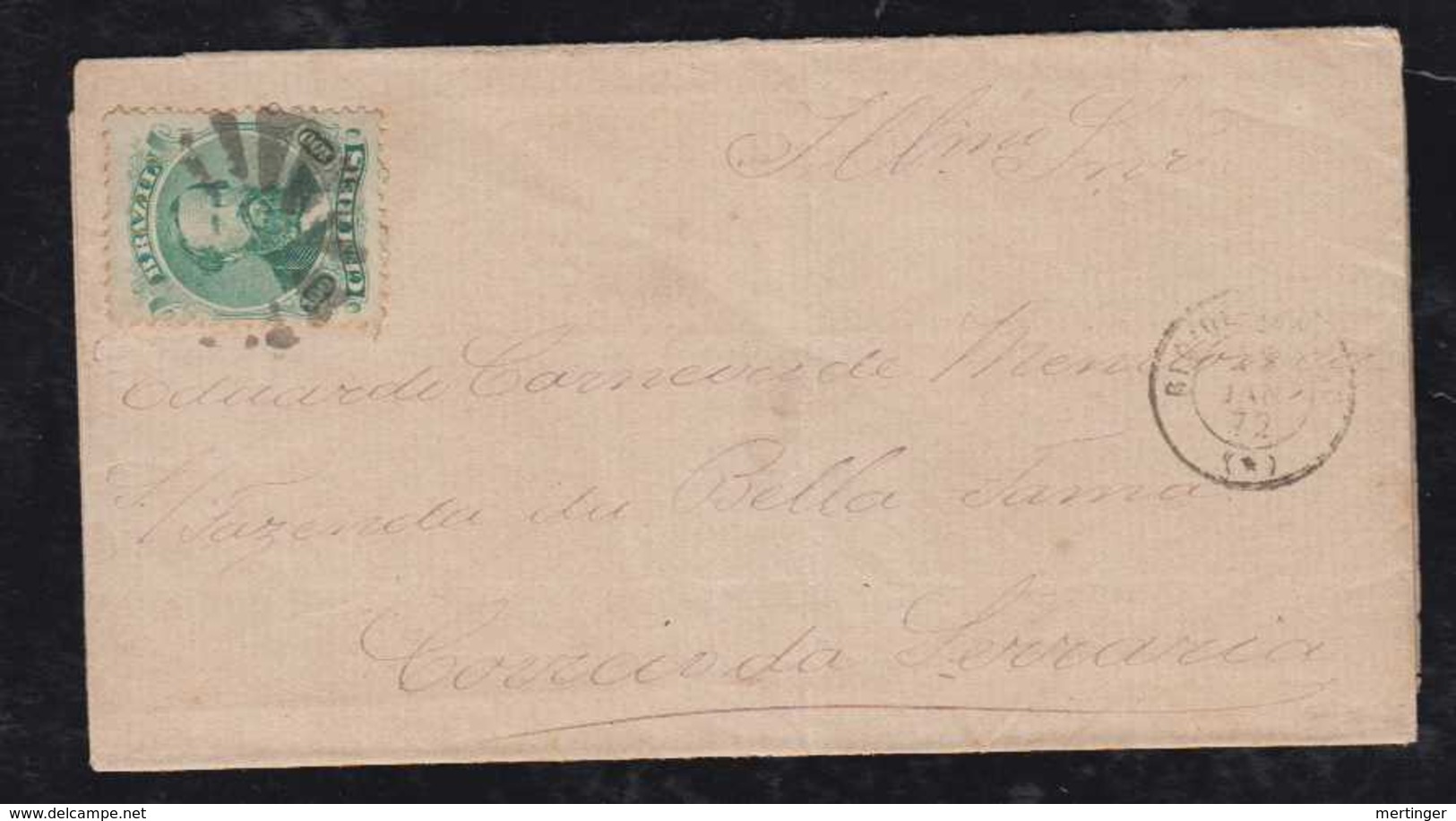 Brazil Brasil 1872 Cover RIO DE JANEIRO To SERRARIA - Covers & Documents