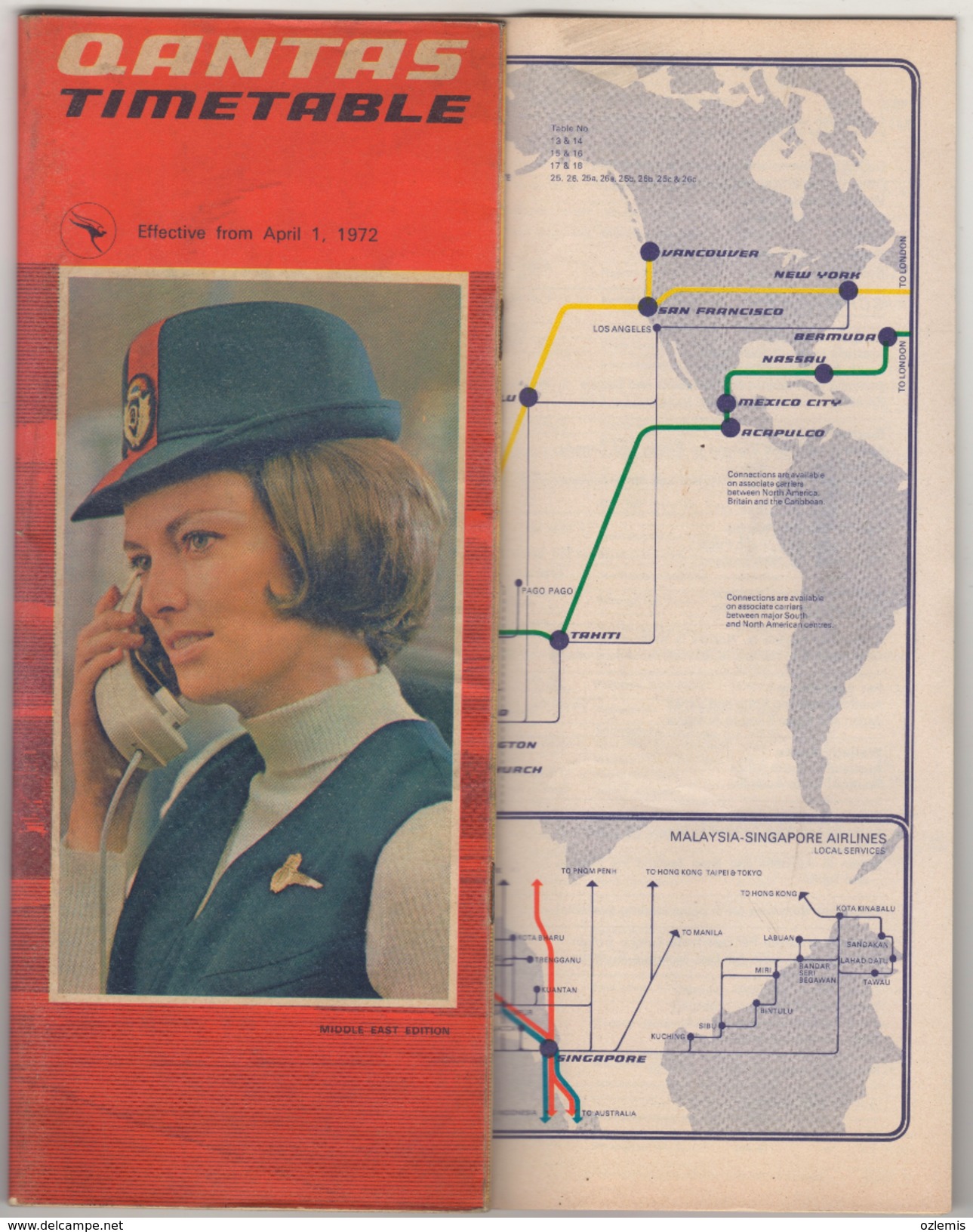 QUANTAS  TIMETABLE  33 PAGES 1972 - Revistas De Abordo