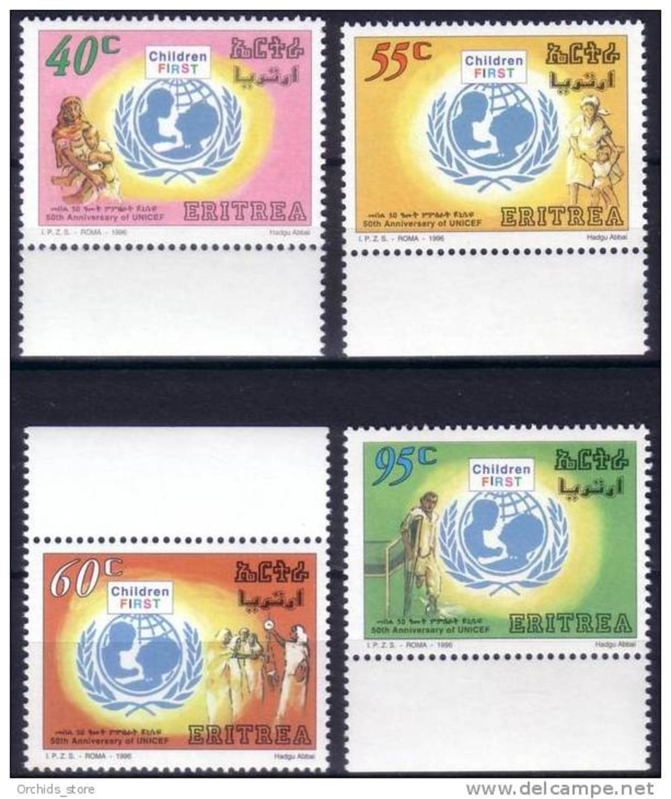 ERITREA Erythrée 1996 MNH ** UNICEF Children Nurses - Bambini UNICEF Infermieri - Eritrea