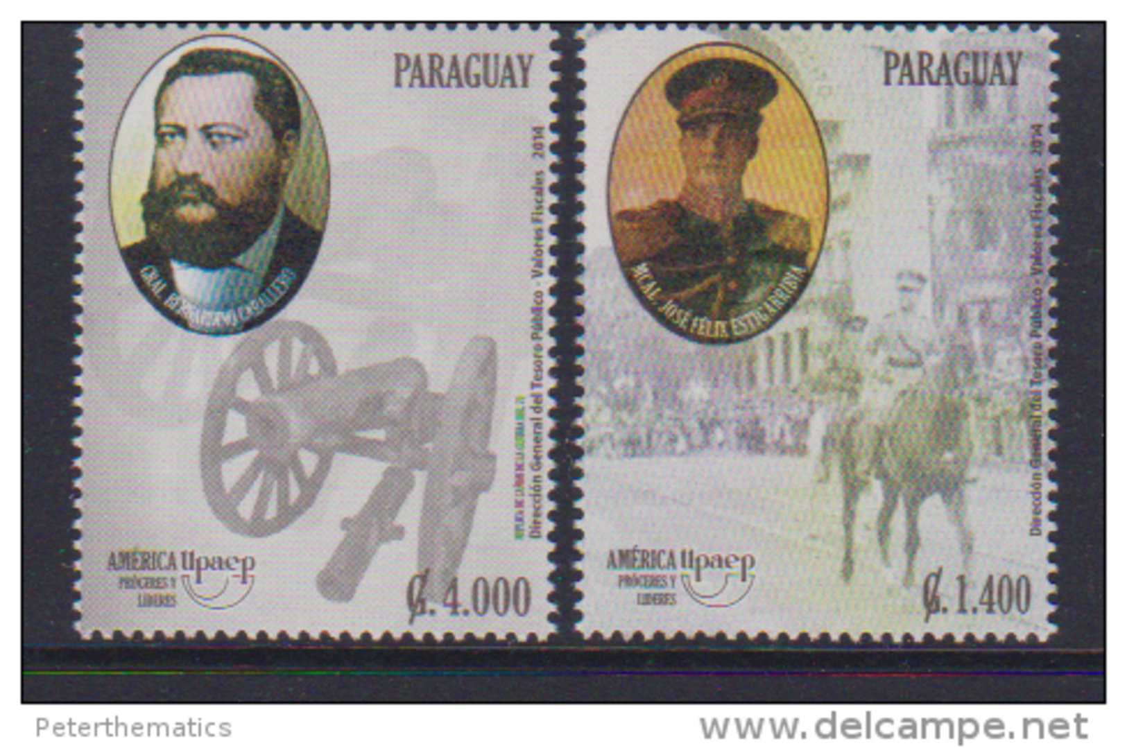 PARAGUAY ,2014 ,MNH, UPAEP, LEADERS, MILITARY, HORSES, CANONS, 2v - Joint Issues