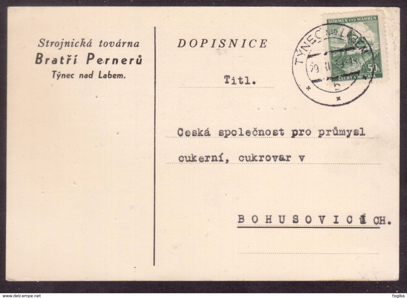 TY70        Böhmen Und Mähren (1939) - Týnec Nad Labem - Storia Postale