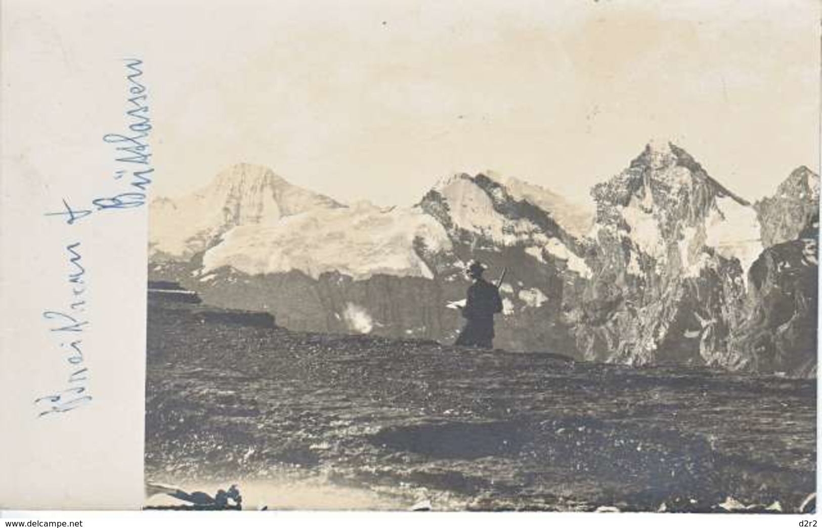 CACHET LINEAIRE DE " INTERLAKEN" SUR CARTE POSTALE - 1907 - VUE MONTAGNE - Storia Postale