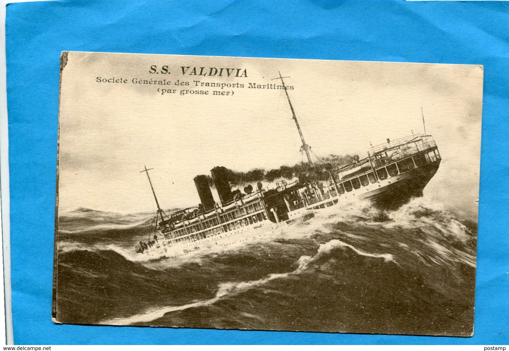 Paquebot "SS VALDIVIA" S G T M-Par Grosse Mer -années-1910-20édition - Steamers