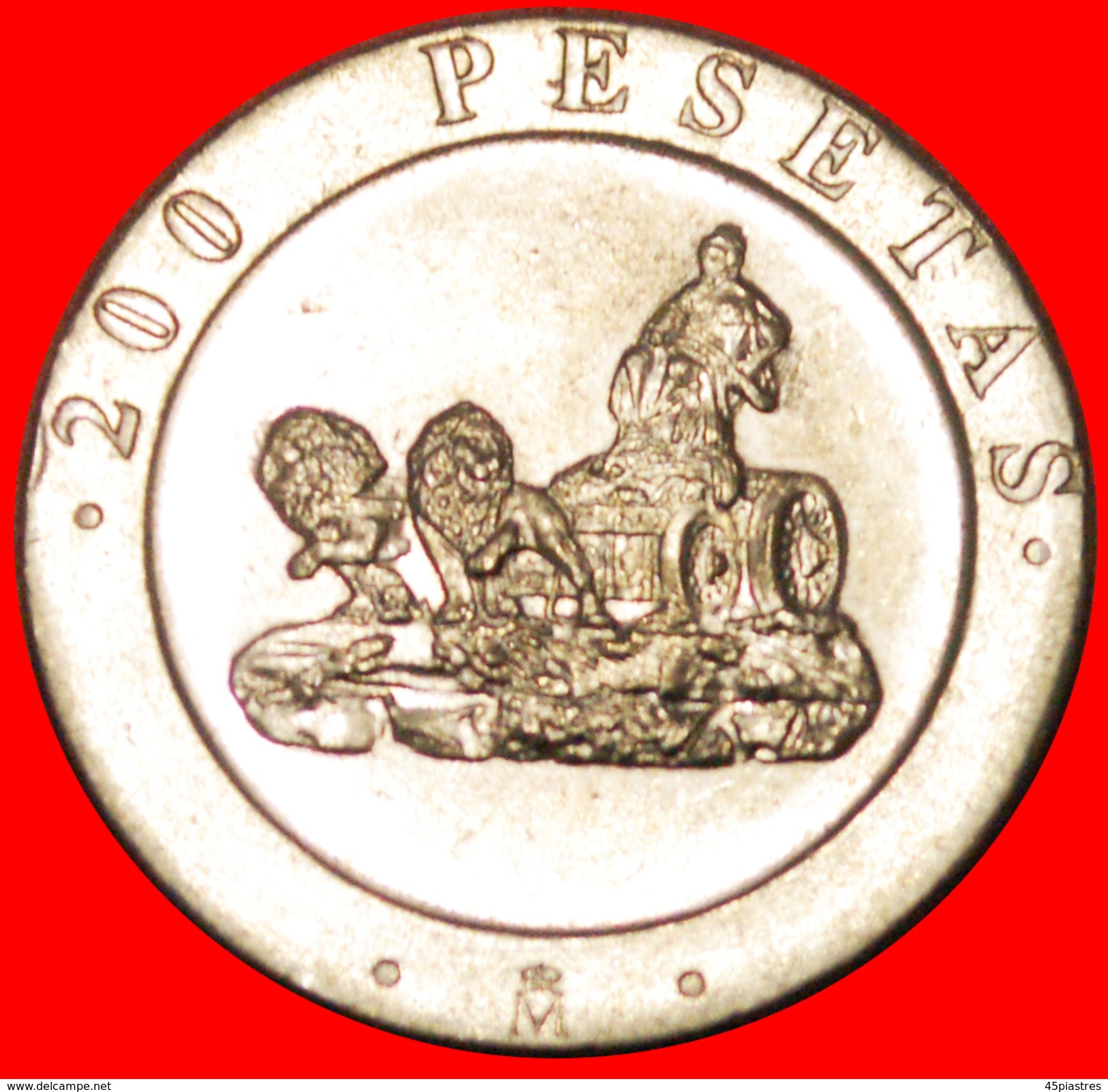 § CIBELES FOUNTAIN: SPAIN &#x2605; 200 PESETAS 1990 MINT LUSTER! LOW START&#x2605; NO RESERVE! Juan Carlos I (1975-2014) - 200 Pesetas