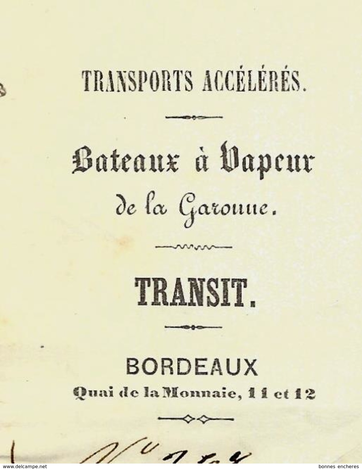 LETTRE D AFFAIRES ENTETE CANAL DU MIDI BORDEAUX  BATEAUX A VAPEUR 1858 Pour VILFEU AVOCAT AVOUE à LAVAL V.SCANS - Manuscripten