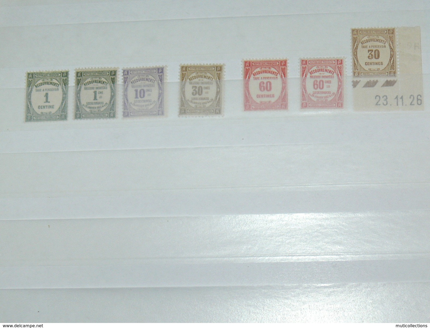 LOT N° 11 /  7  TIMBRES NEUFS SANS CHARNIERE  "TIMBRE TAXE SURCHARGES  " / TIMBRE 1900 A 1938 / COTE YT  40  EUROS - Ongebruikt