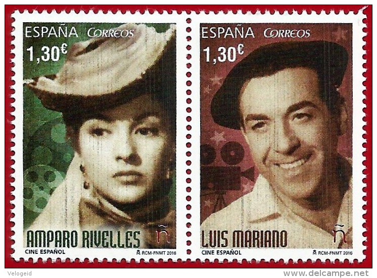 Espa&ntilde;a. Spain. 2016. Cine Espa&ntilde;ol. Amparo Rivelles Y Luis Mariano - Unused Stamps