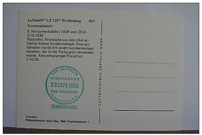 Germany LZ129 Hindenburg Zeppelin 9ºFlight USA 1936 Passengers PC401 - Other & Unclassified