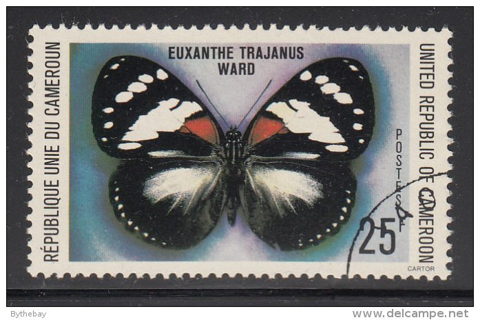 Cameroun Used 1978 Scott #645 25fr Euxanthe Trajanus Ward - Butterflies - Cameroun (1960-...)