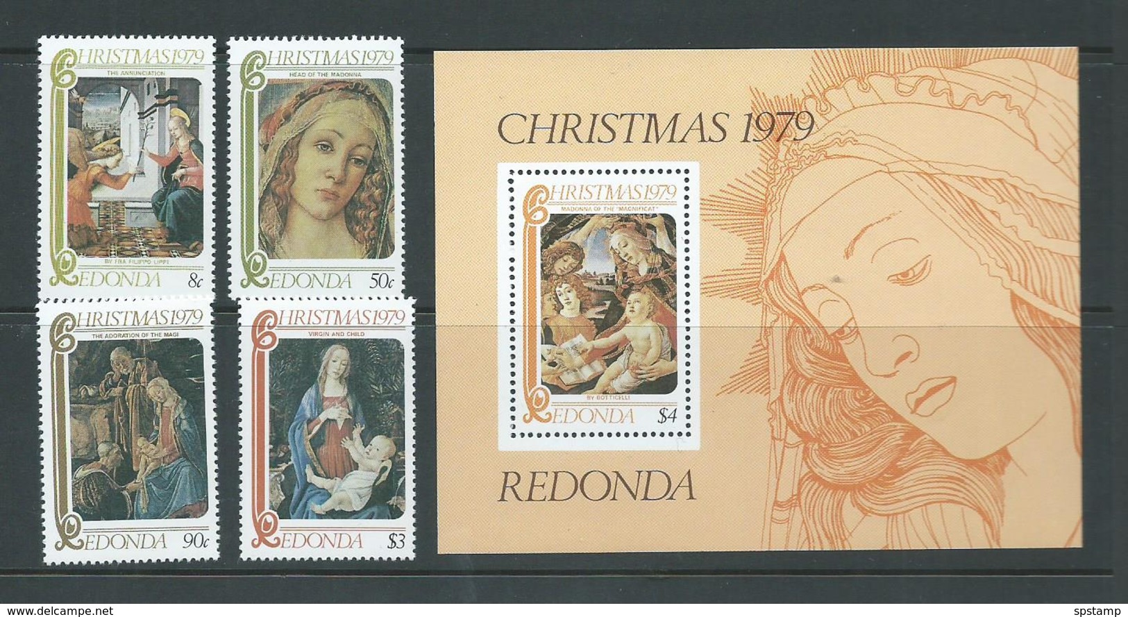 Redonda 1979 Christmas Paintings Set Of 4 & Miniature Sheet MNH - Antigua And Barbuda (1981-...)