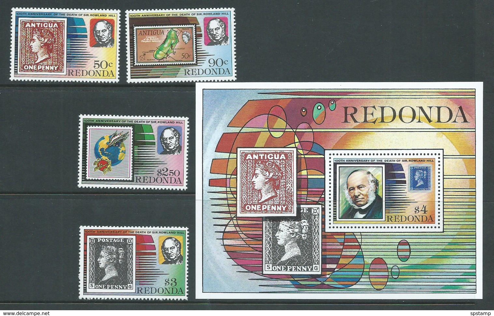 Redonda 1979 Rowland Hill Stamp Anniversary Set Of 4 & Miniature Sheet MNH - Antigua And Barbuda (1981-...)