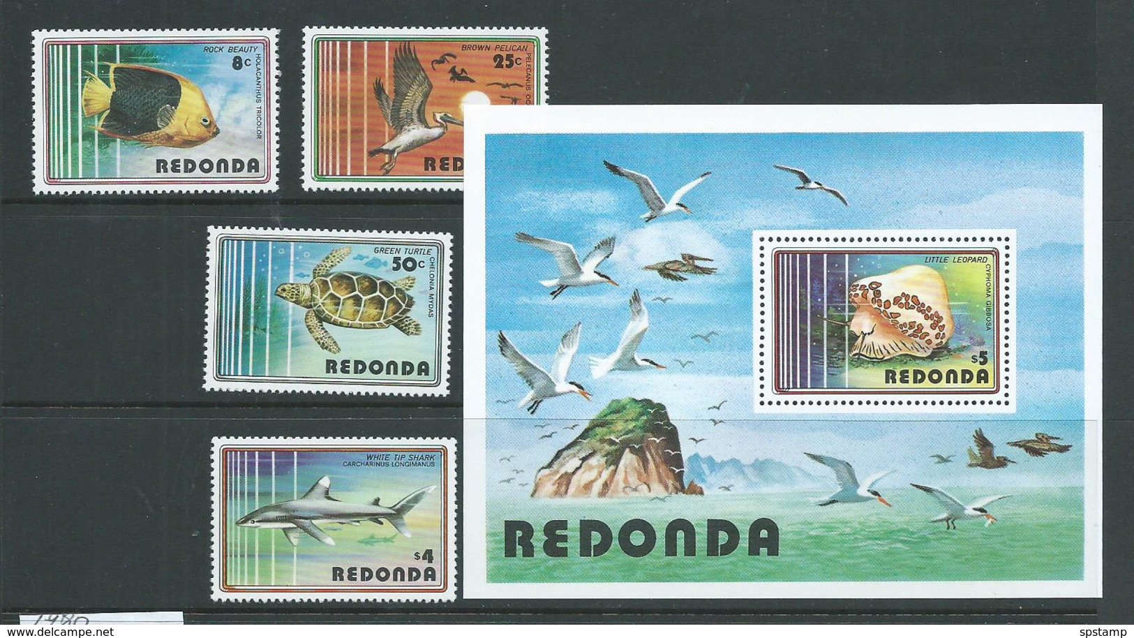 Redonda 1980 Marine Life Set Of 4 & Miniature Sheet MNH - Antigua And Barbuda (1981-...)