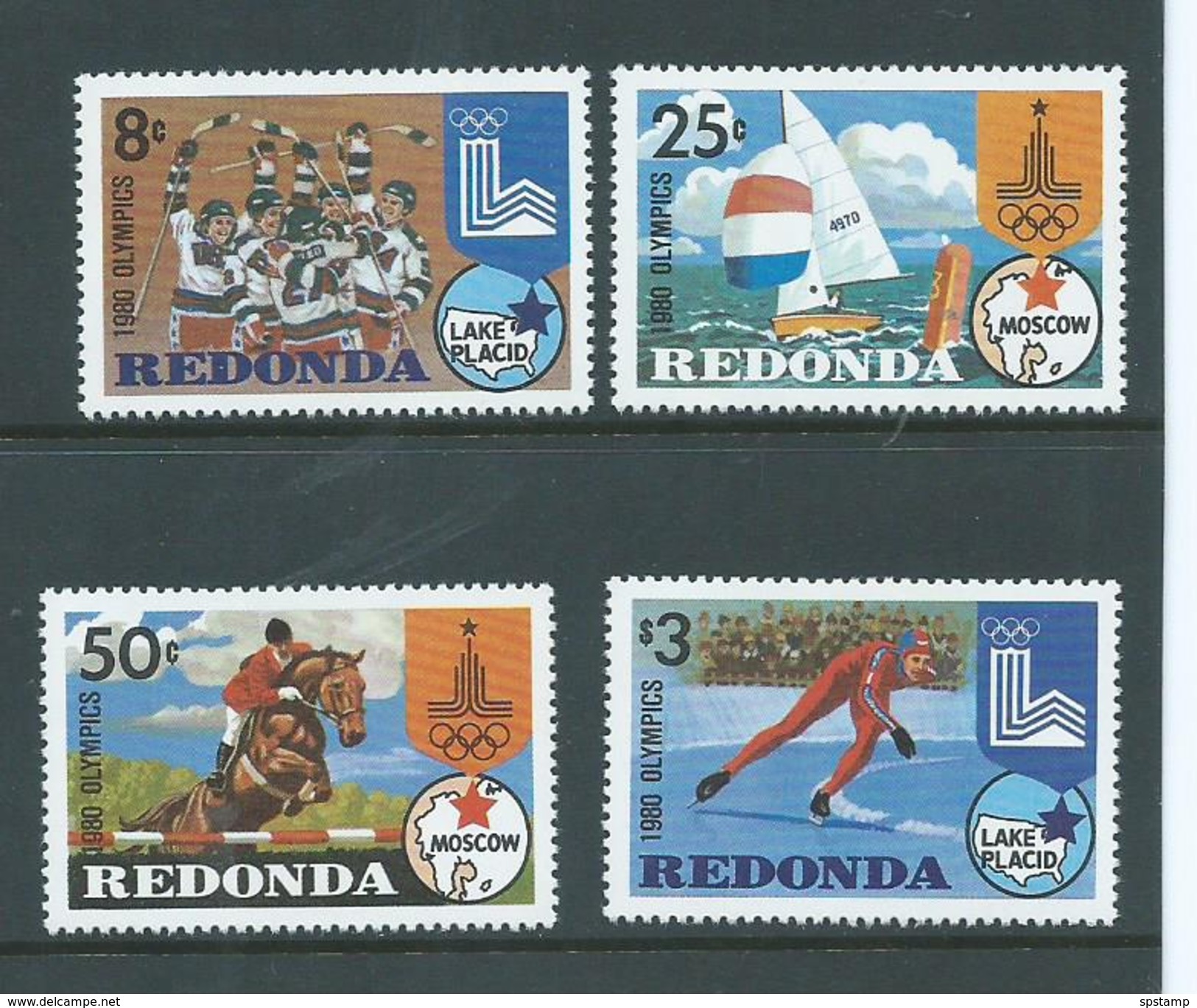 Redonda 1980 Olympics Lake Placid & Moscow Set Of 4 MNH ,  $3 With Gum Glaze - Antigua And Barbuda (1981-...)