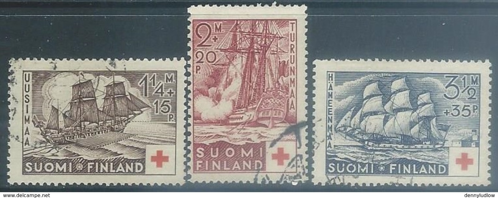 Finland   1937   Sc#B24-6  Ships Charity Set Used  2016 Scott Value $15.25 - Gebraucht