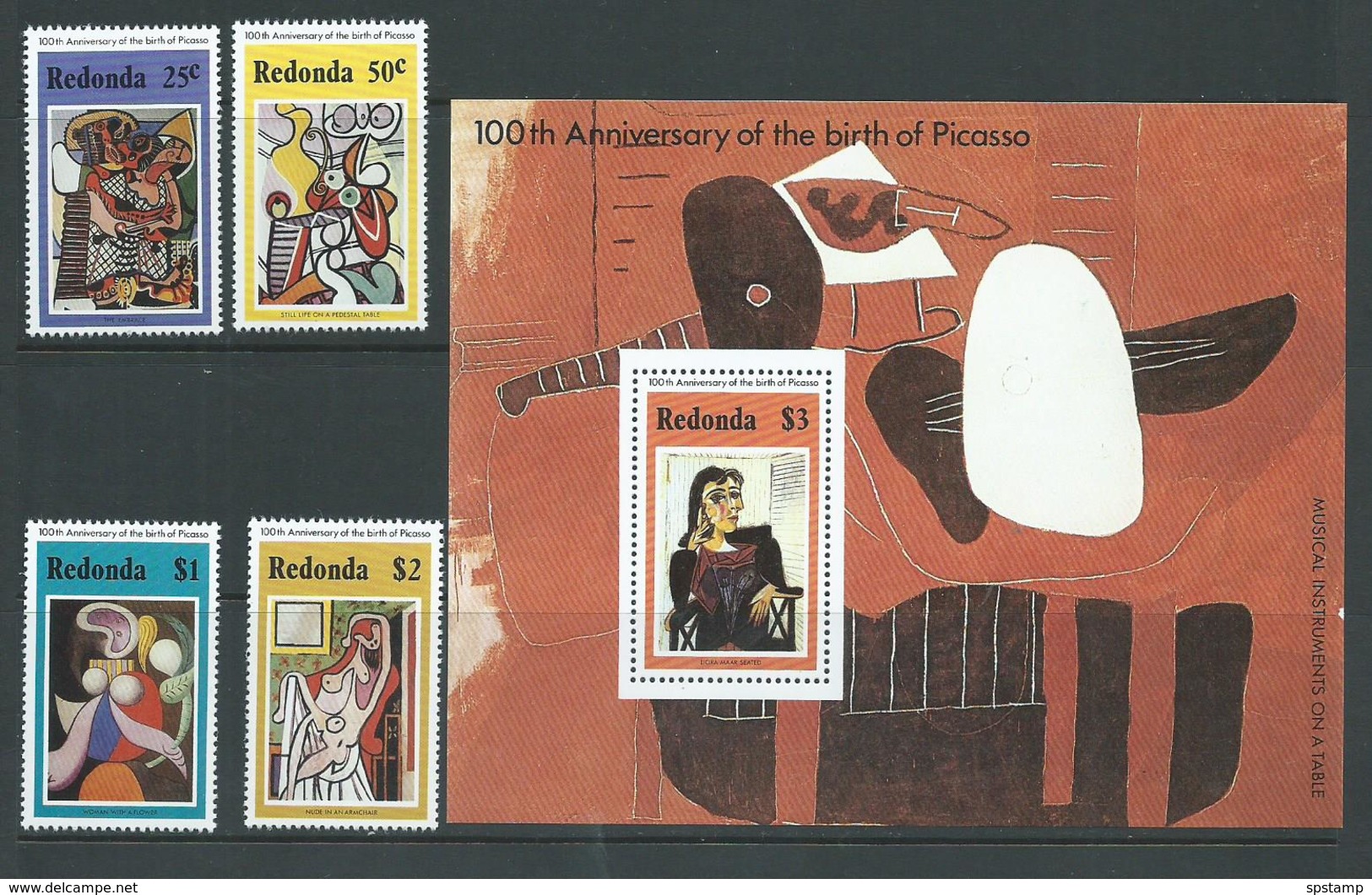 Redonda 1981 Picasso Paintings Set Of 4 & Miniature Sheet MNH - Antigua And Barbuda (1981-...)