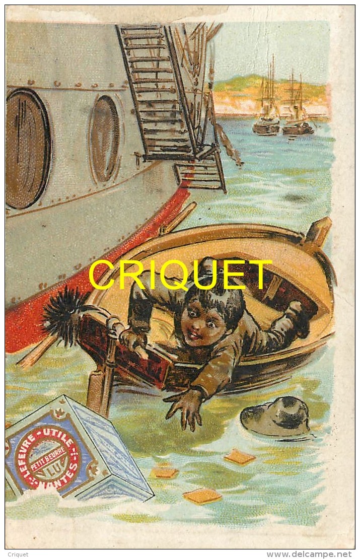 Calendrier Semestriel De LU , 1900, Enfant Dans Une Barque Qui Repêche Une Boite De Biscuits - Small : 1901-20