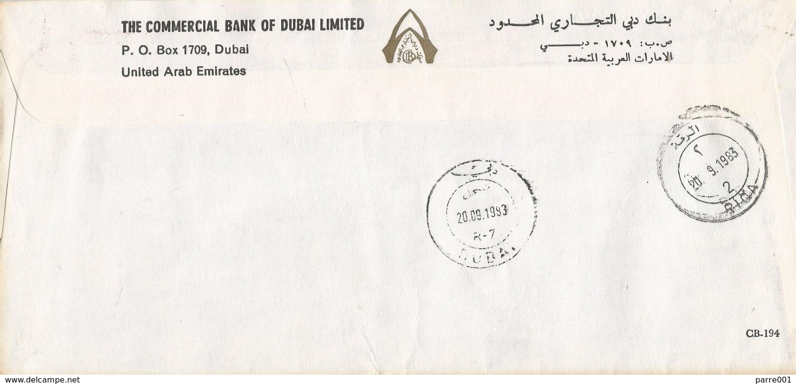 United Arab Emirates UAE 1983 Dubai Meter Franking Pitney Bowes &ldquo;5000&rdquo; PB 195 Registered Cover - Verenigde Arabische Emiraten