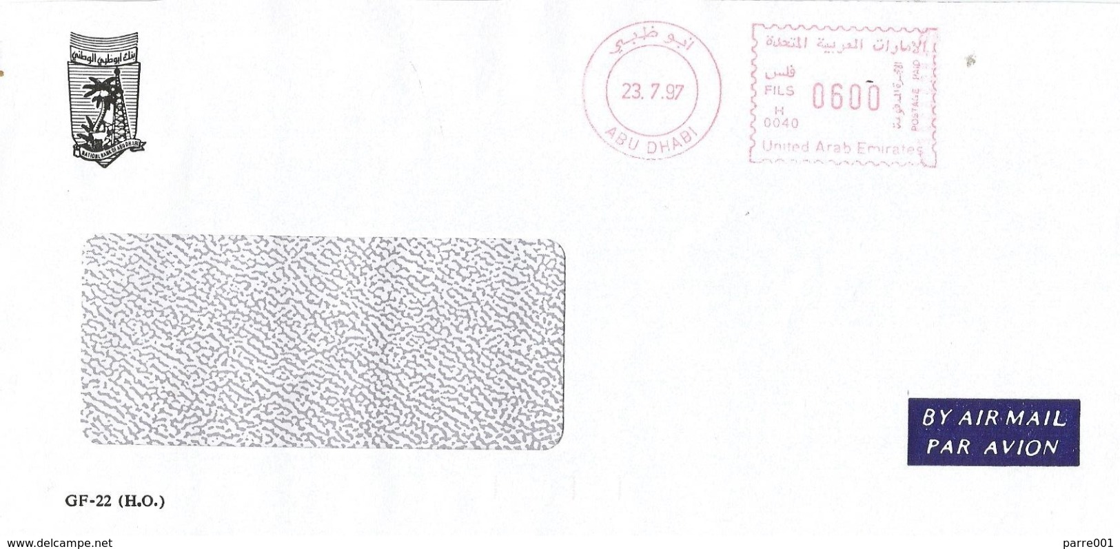 United Arab Emirates UAE 1997 Abu Dhabi Meter Franking Hasler &ldquo;Mailmaster&rdquo; H0040 Cover - Verenigde Arabische Emiraten