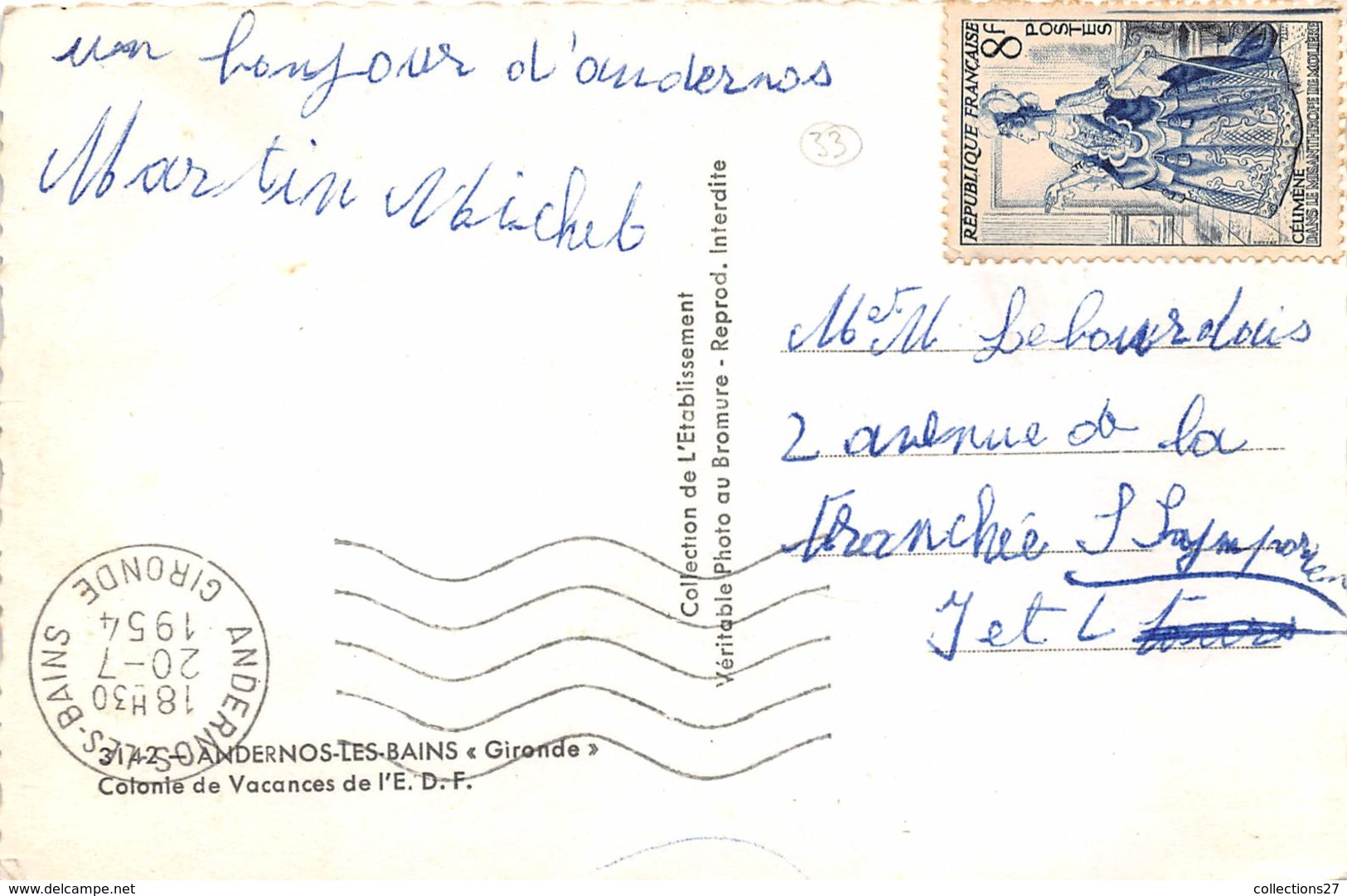 33-ANDERNOS-LES-BAINS- COLONIE DE VACANCES DE L'E.D.F - Andernos-les-Bains