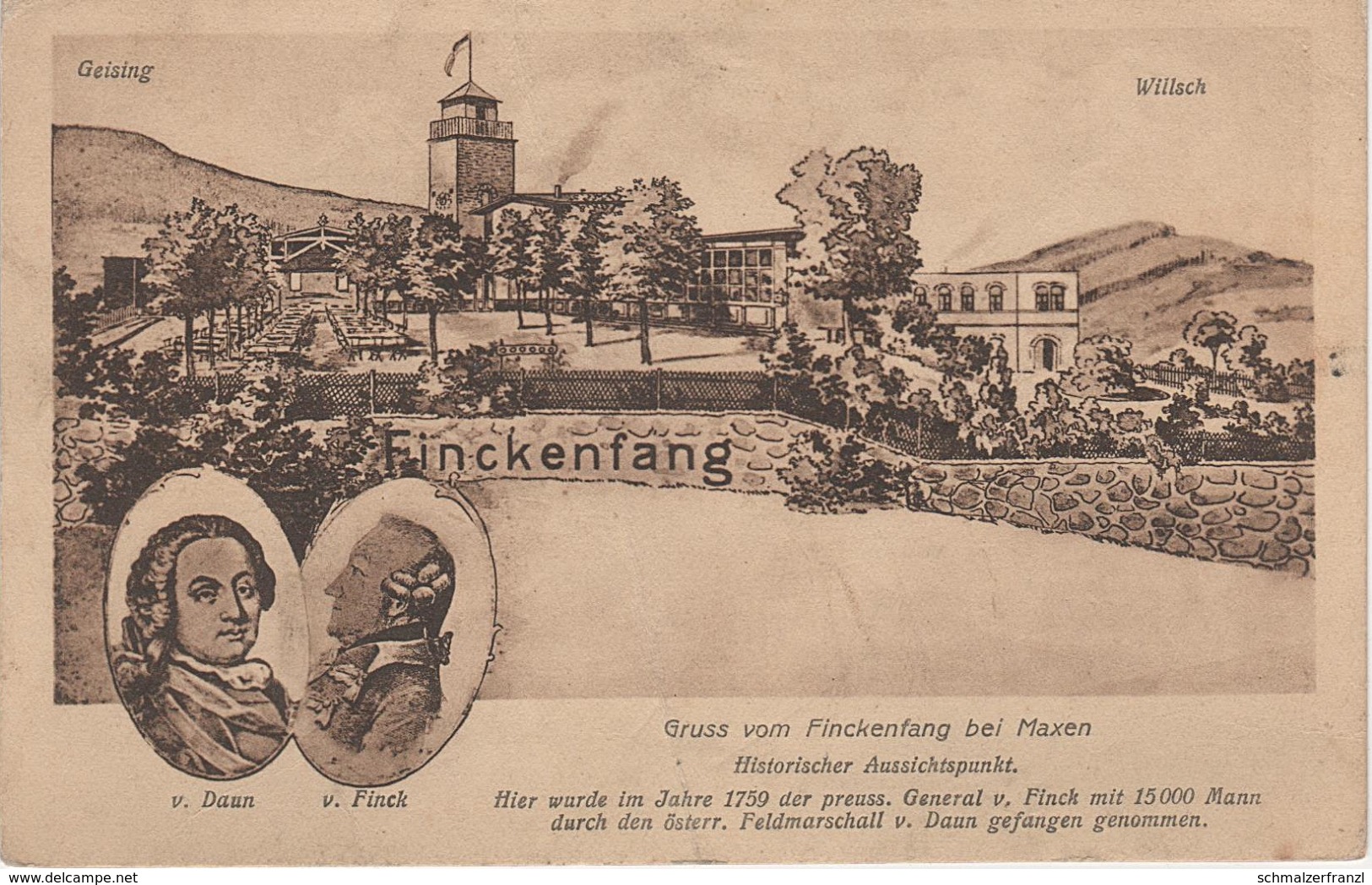 Litho AK Maxen Restaurant Finckenfang Bei Kreischa Reinhardtsgrimma Glashütte Cunnersdorf Hausdorf Dohna Geising Wilisch - Maxen