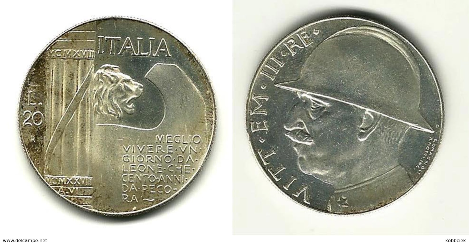 RICONIO LIRE 20 VITTORIO EMANUELE III   ELMETTO  CAPPELLONE - 1900-1946 : Víctor Emmanuel III & Umberto II