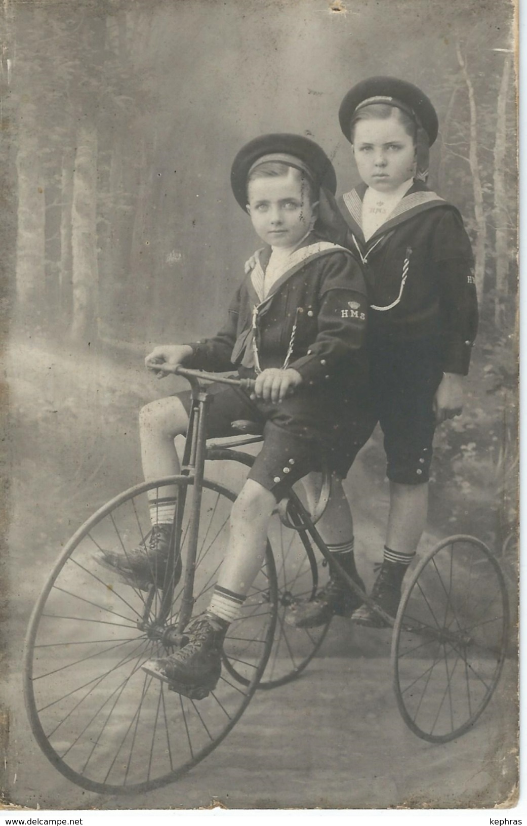 Carte Photo Anonyme - TRICYCLE Avec Enfants - VELO - CYCLISME - Courrier De 1913 - Cyclisme