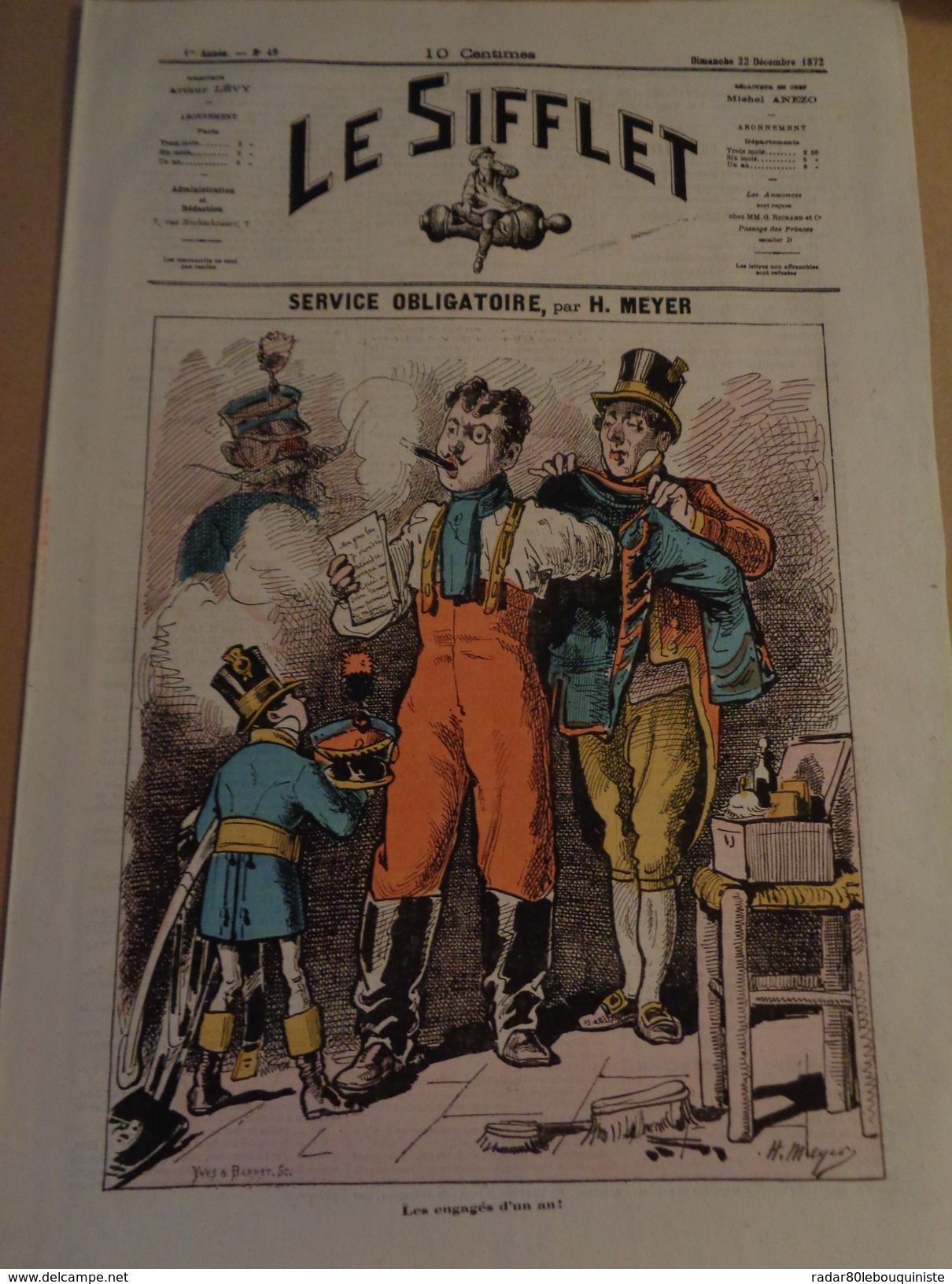 LE SIFFLET.-n°49.dimanche 22 Décembre.1872. - 1850 - 1899