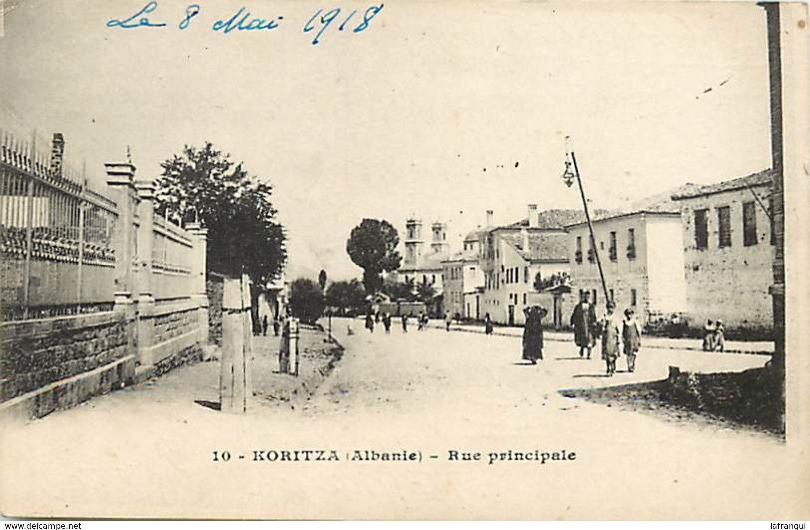 Pays Div-ref J267- Albanie - Koritza - Rue Principale  - Carte Bon Etat  - - Albanie