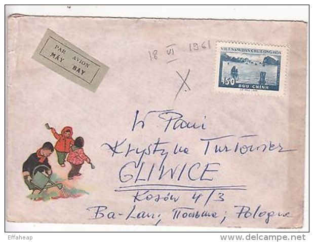 Vietnam: 3 Airmail Covers (2 Letters) & Postcard; May Bay-Gliwice, Poland, 1961 - Vietnam