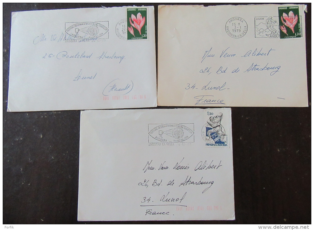 3 Enveloppes Andorre Français 1979 Avec Timbres YT N°247x2/281 - Lettres & Documents