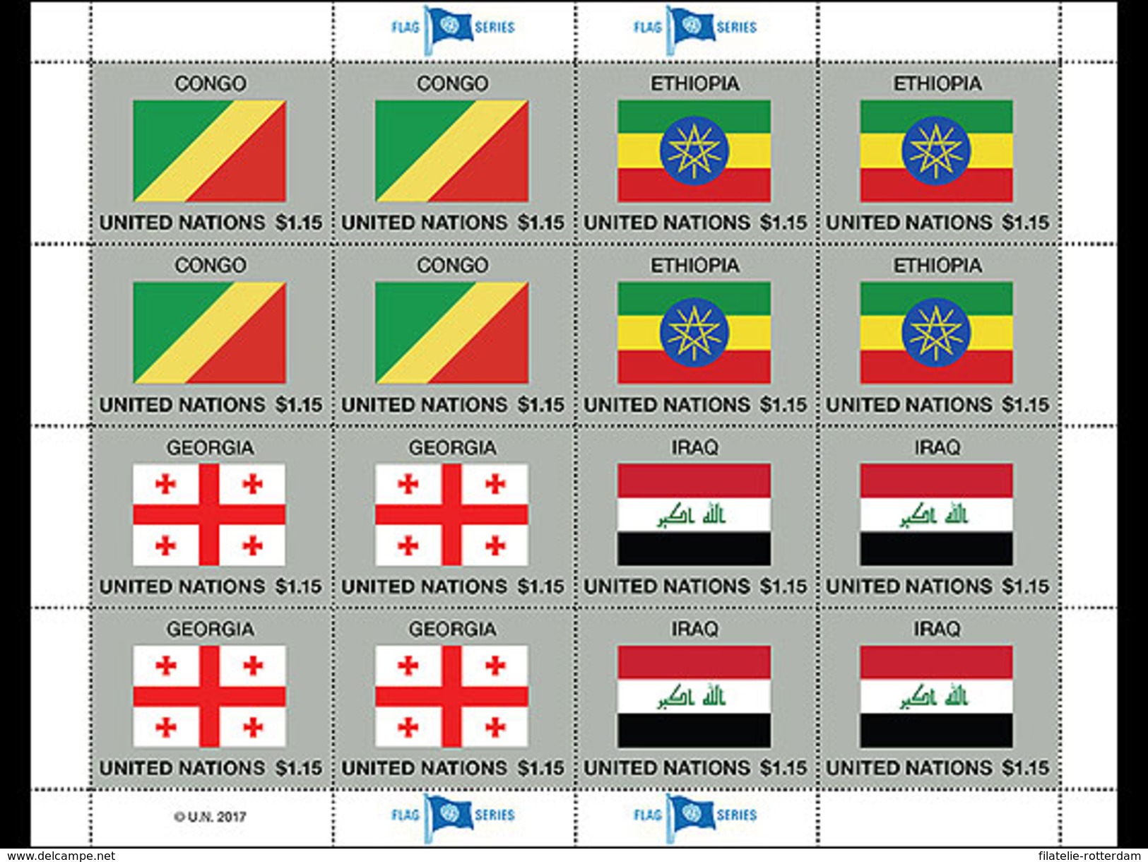 Verenigde Naties / United Nations - Postfris / MNH - Sheet Vlaggen 2017 - Gezamelijke Uitgaven New York/Genève/Wenen