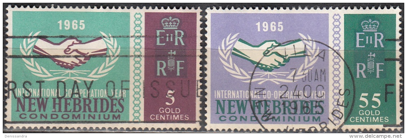 Nouvelles Hebrides 1965 Michel 220 - 221 O Cote (2005) 3.20 € 20 Ans De Cooperation Cachet Rond - Used Stamps