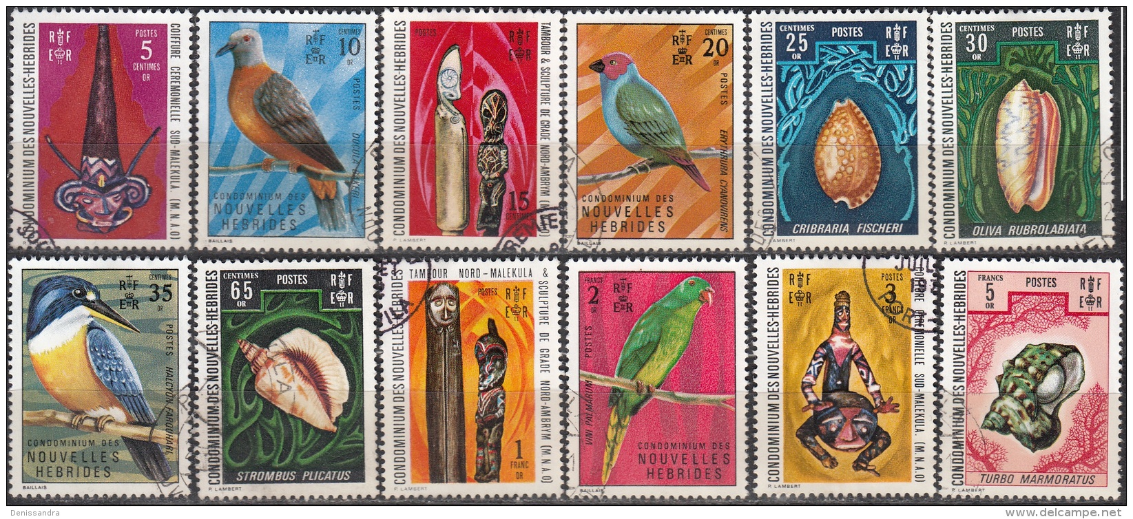 Nouvelles Hebrides 1972 Michel 335 - 346 O Cote (2005) 42.00 Euro Art, Oiseaux, Coquillages Cachet Rond - Oblitérés